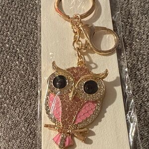 De Blossom Collection Pink and Gold Owl Keychain